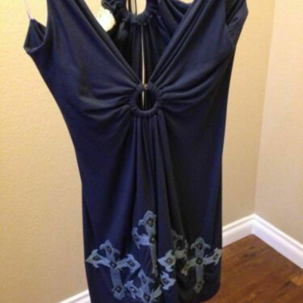 SOUL REVIVAL EMBROIDERED TUNIC BLUE, Size M